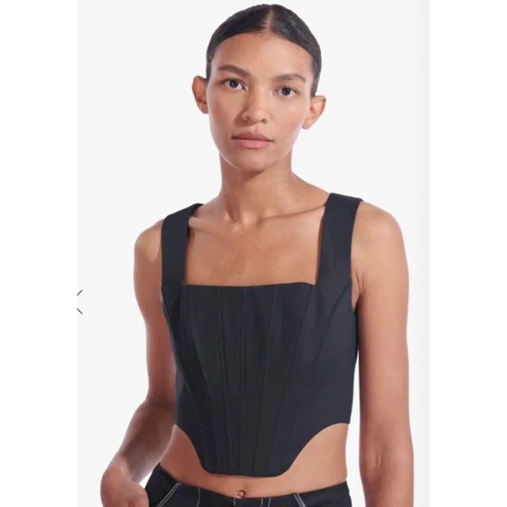 Staud Alice Corset Top Size 12 Black Structured Boned New NWT